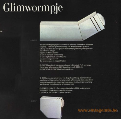 Raak 'Glimwormpje' - Table Lamp (lightning bug/firefly) - D-2047.11, D-2047.16 and D-2048.11, D-2048.14, both designed by graphic artist Elburg