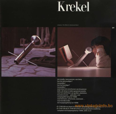 Raak 'Krekel' (cricket) Table Lamp - D-2160.00, D-2161.00, designed by Otto Wasch, interior designer
