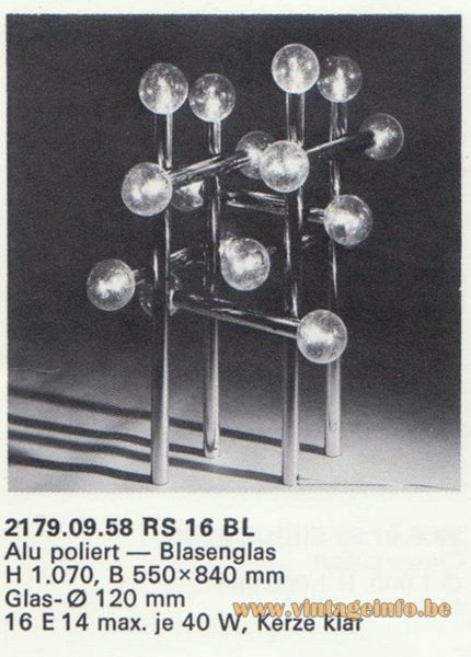 Kalmar Franken KG Chandelier Table or Floor Lamp RS 16 BL