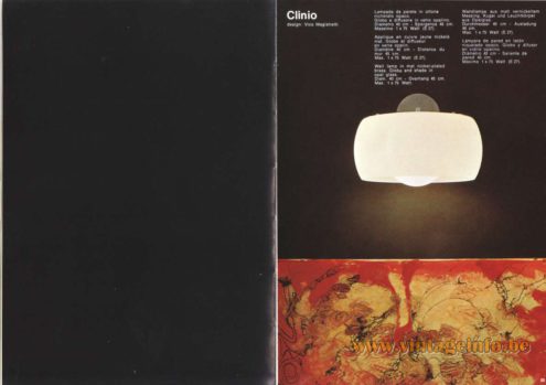 Artemide Catalogue 1973. Artemide Clinio Wall Lamp, Design: Vico Magistretti.