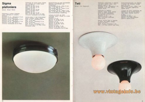 Artemide Sigma Plafoniera Ceiling Lamp - Flush Mount, Design: Sergio Mazza Artemide Teti Ceiling Lamp - Flush Mount, Design: Vico Magistretti
