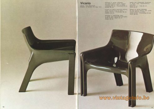 Artemide Catalogue 1973. Artemide Vicario Chair, Design: Vico Magistretti.