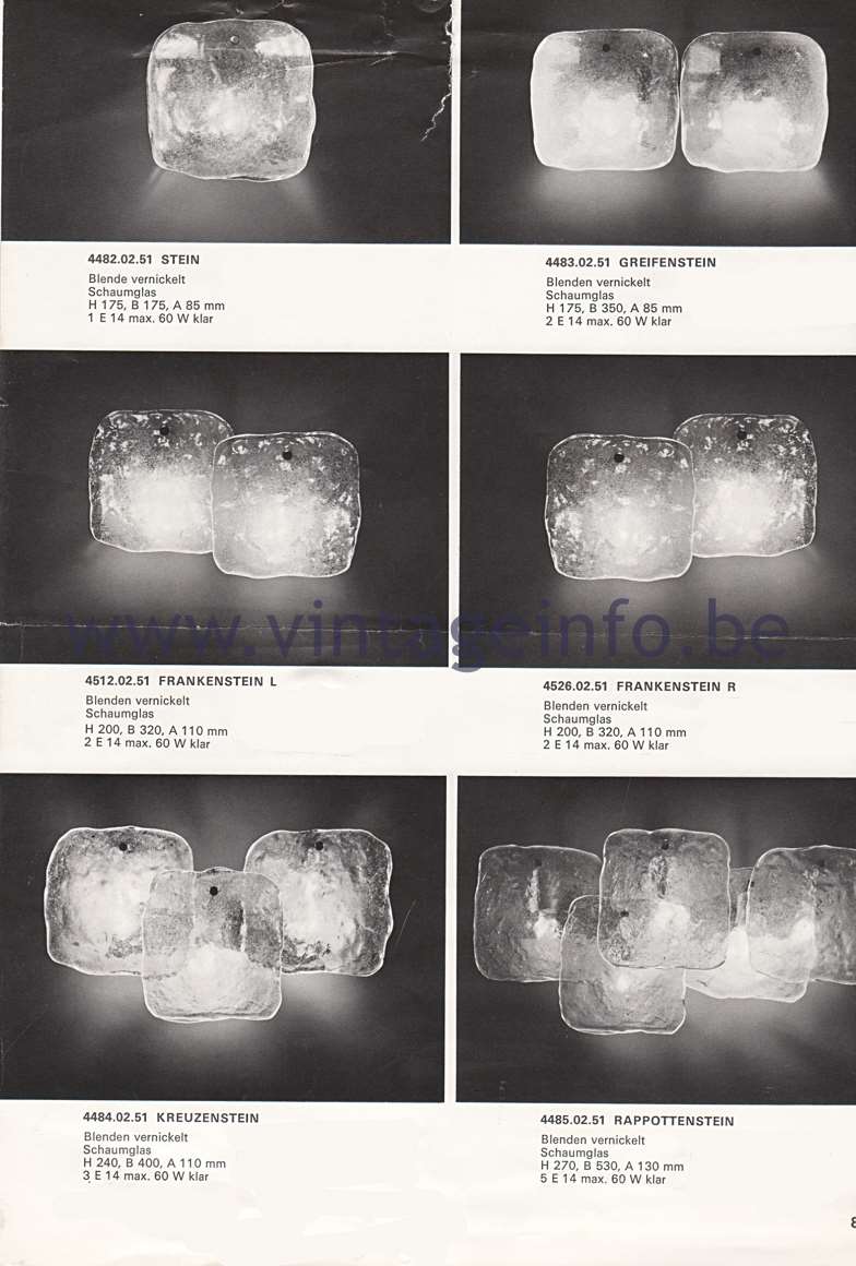 Kalmar Franken KG Catalogue 1974 - Wiener leuchten aus hand gearbeitetem glas 