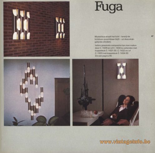 Raak 'Fuga' Wall Light - C-1629, C1630, C-1632, C-1633, C-1639