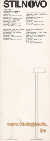 Stilnovo 1972 Carlo Viligiardi Floor & Table Lamp Studio 2