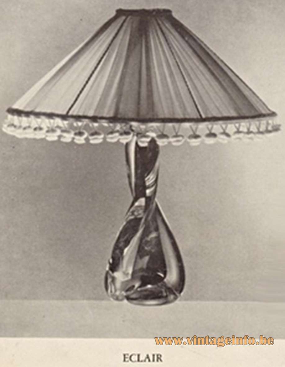 Val Saint Lambert Eclair Table Lamp - Catalogue 1960s