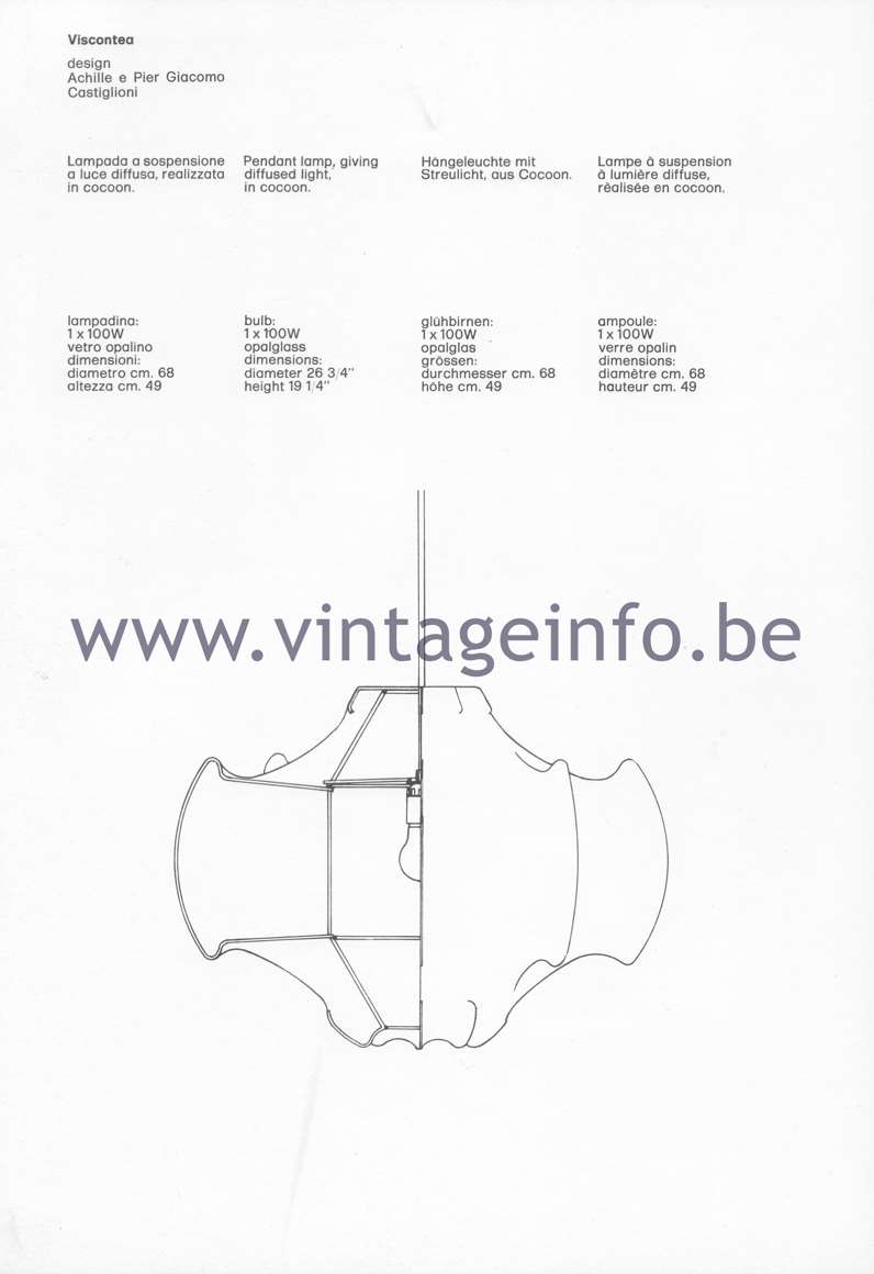 Flos Catalogue 1980 – Viscontea lamp, design Achille & Pier Giacomo Castiglioni