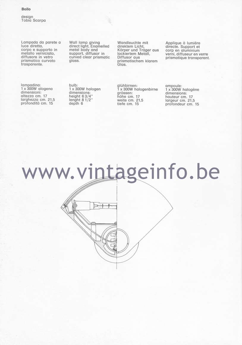 Flos Catalogue 1980 – Bollo, design Tobio Scarpa