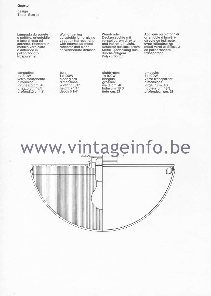 Flos Catalogue 1980 – Quarto, design Tobia Scarpa