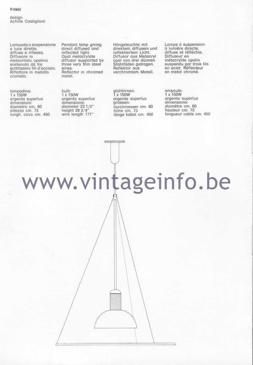 Flos Catalogue 1980 - Frisbi lamp, design Achille Castiglioni