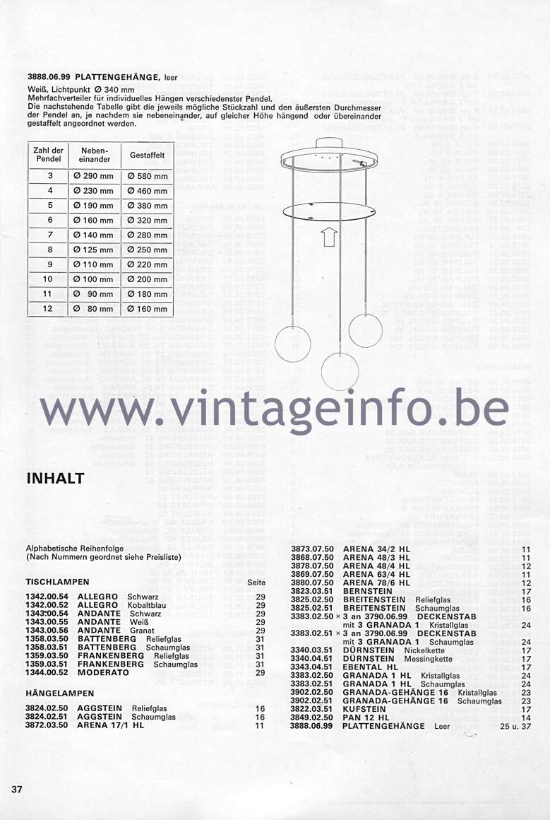 Kalmar Franken KG Catalogue 1974 - Wiener leuchten aus hand gearbeitetem glas – Viennese lamps made of handmade glass