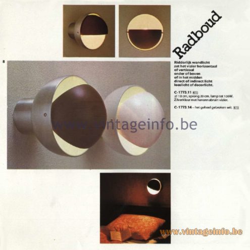Raak Catalogue 11, 1978 - Radboud Wall Lamp