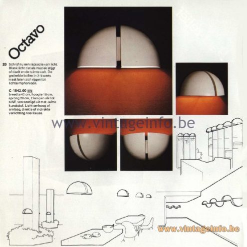 Raak Catalogue 11, 1978 - Raak Octavo Wall Lamp C-1542.00