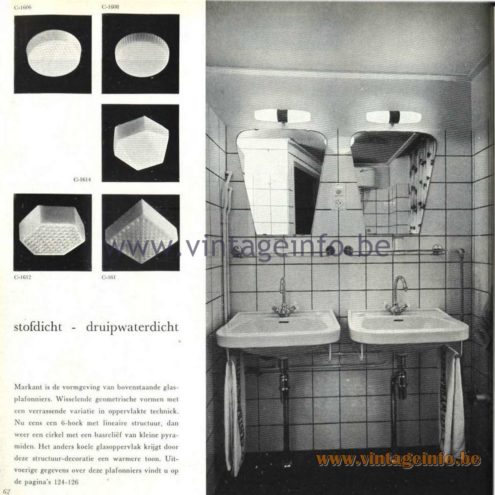 Raak Catalogue 5, 1962 – Raak Ceiling Lamp/Flush Mount C-1614, C-1612, C-161