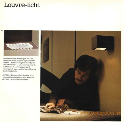 Raak Catalogue 9 - 1972, Raak 'Louvre-licht' Wall Light - C-1606