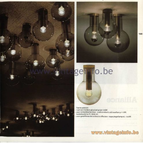 Raak Catalogue 11, 1978 – Raak Ceiling Lamp Maxilamp, P-1459.00, P-1460.00, P-1461.00