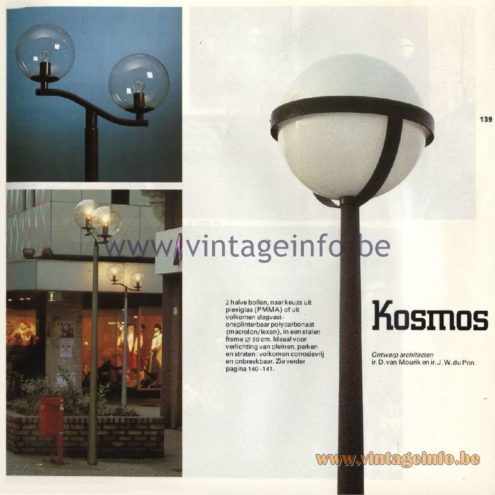 Raak Kosmos Outdoor/Garden/Street Lamp. Design by architects ir. D. van Mourik, ir J. W. du Pon 