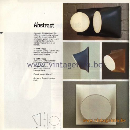 Raak Catalogue 11, 1978 - Raak Outdoor Lamps Abstract - C-1644.14, C-1644.16, C-1644.26