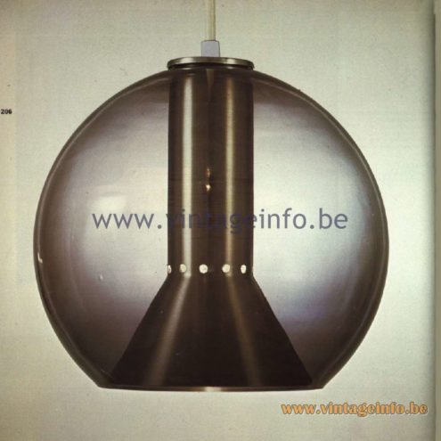 Raak Catalogue 11, 1978 - Glas Grijsviolet Pendant Lamp