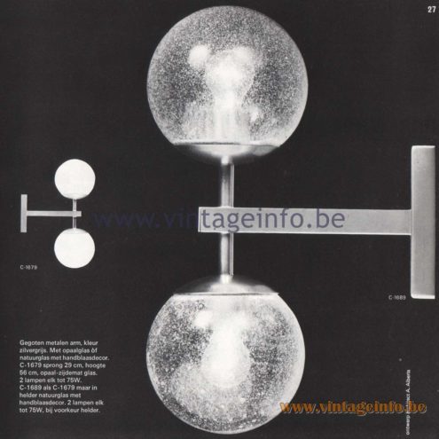 Raak Amsterdam Light Catalogue 8 - 1968 - Raak Wall Lamp C-1679