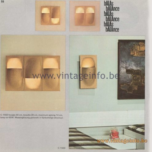 Raak Amsterdam Light Catalogue 8 - 1968 - Raak Wall Lamp C-1550 - Balas - Balance - Design Bertrand Balas