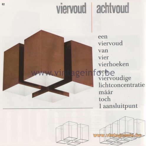 Raak Amsterdam Light Catalogue 8 - 1968 - Raak Flush Mount Viervoud and Achtvoud (Fourfold and Eightfold) B-1273