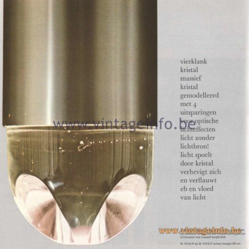 Raak Amsterdam Light Catalogue 8 - 1968 - Raak Flush Mount B-1015, B-1015 - Vierklank Kristal - Four-Tone Crystal
