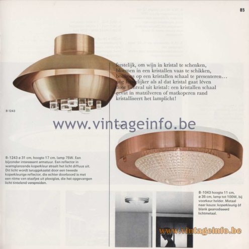 Raak Amsterdam Light Catalogue 8 - 1968 - Raak Flush Mounts B-1243, B-1043