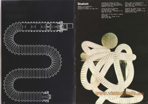 Artemide Boalum Table, Wall or Floor Lamp, Design: Livio Castiglioni and Gianfranco Frattini, Catalogue 1973