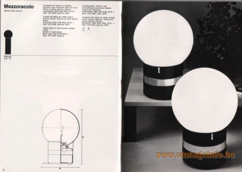 Gae Aulenti Mezzoracolo Table or Floor Lamp Artemide dark brown coated metal opal glass globe 1973 1970s MCM
