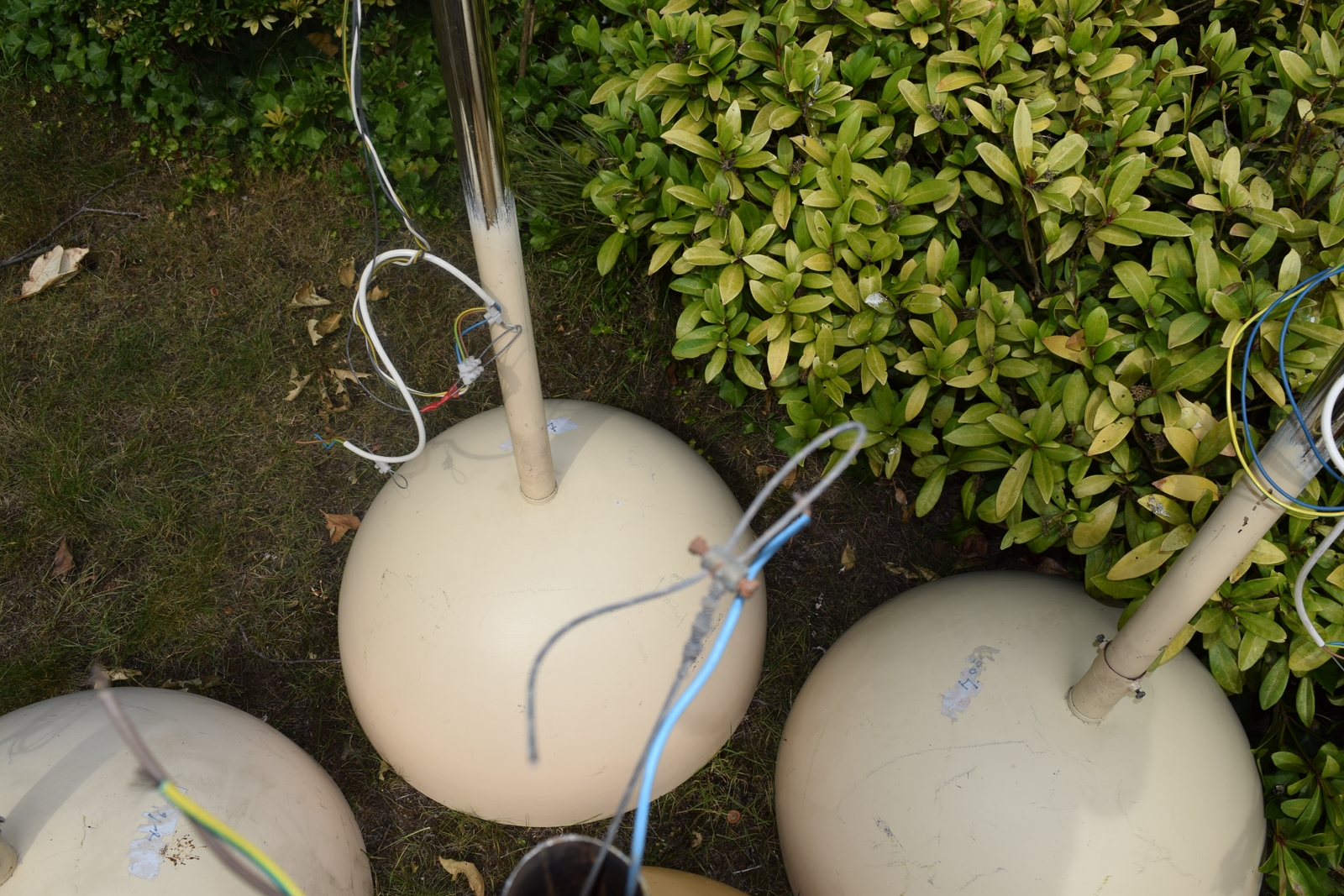 Francesconi Fratelli Industrial Pendant Lamps, 1970s, aluminium, stainless steel, Italy