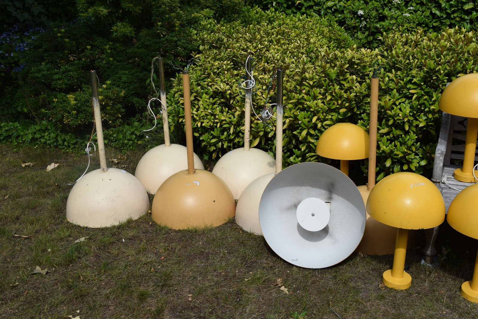 Francesconi Fratelli Industrial Pendant Lamps, 1970s, aluminium, stainless steel, Italy