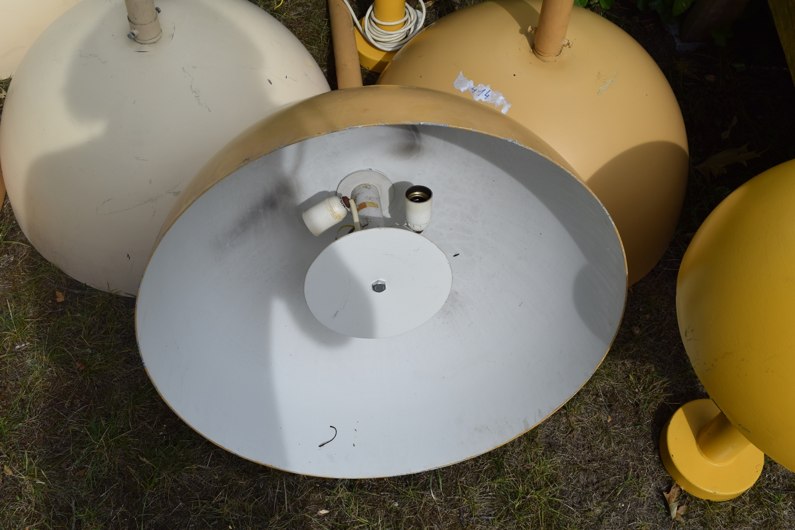 Francesconi Fratelli Industrial Pendant Lamps, 1970s, aluminium, stainless steel, Italy