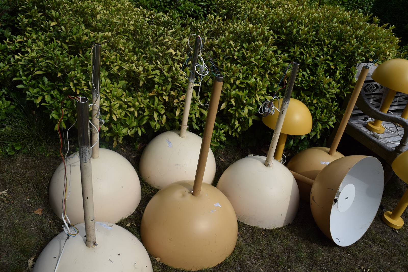 Francesconi Fratelli Industrial Pendant Lamps, 1970s, aluminium, stainless steel, Italy