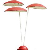 BEGA garden lamps Expo 58 Brussels red white metal mushroom lampshades outdoor iron 1950s 1960s Germany