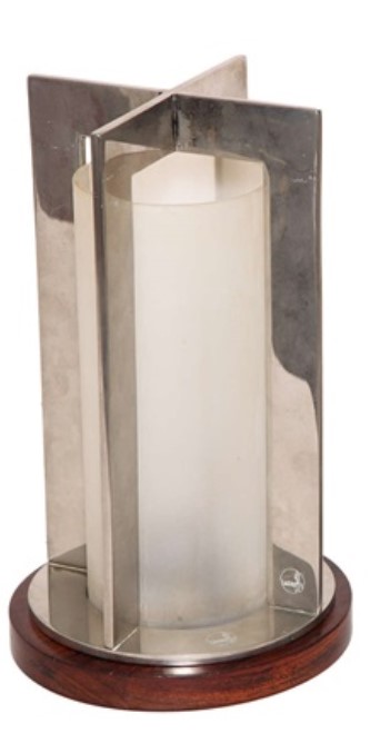 Boris Lacroix Table Lamp Art Deco nickel-plated frosted glass