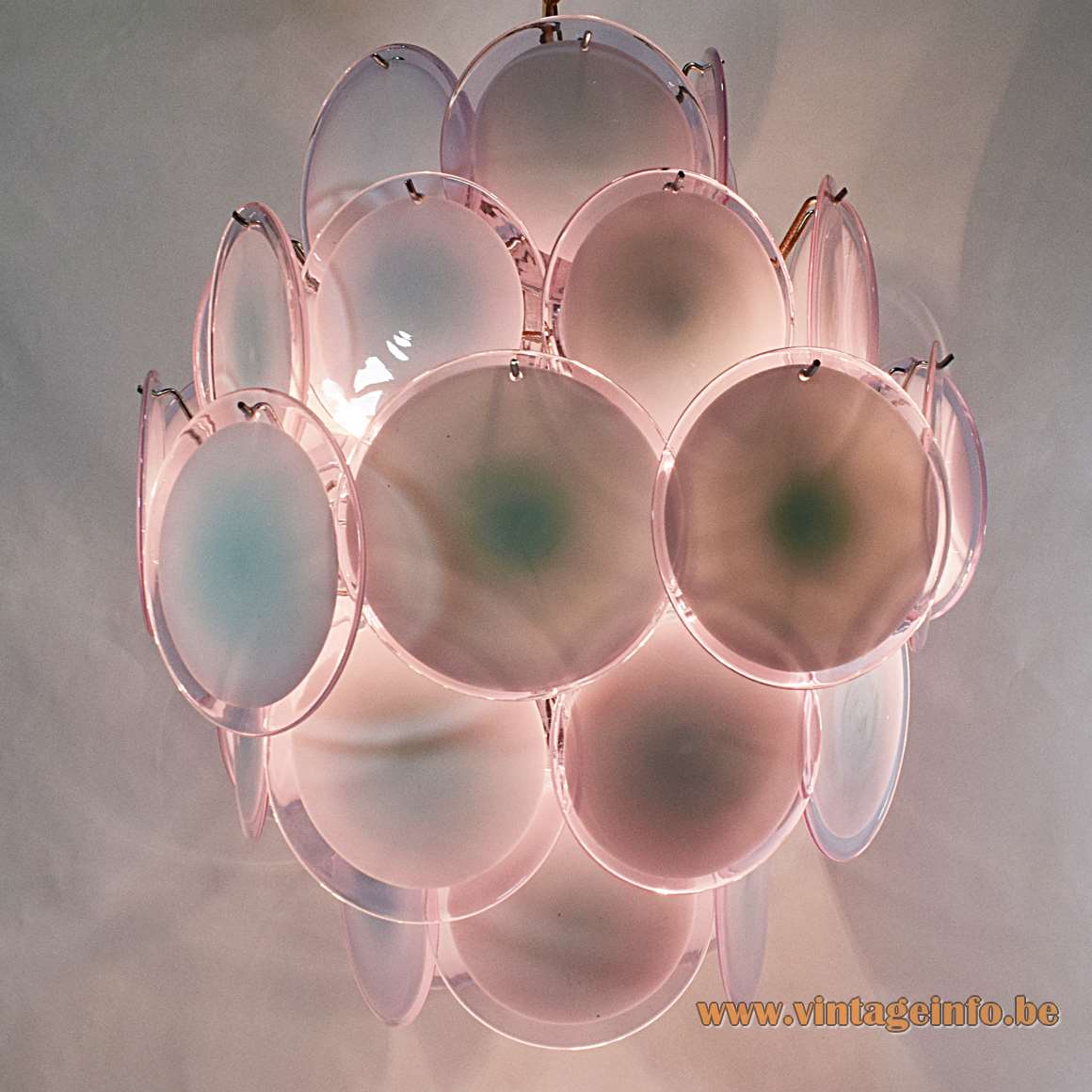 Gino Vistosi Multicoloured Discs Chandelier - Version with blue turning into pink discs