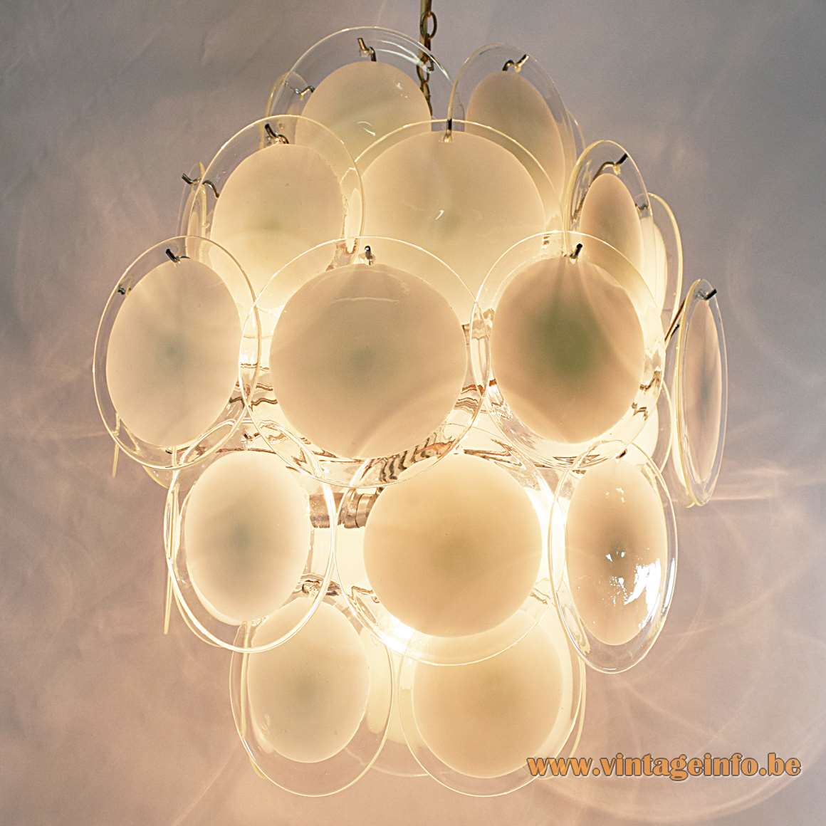 Gino Vistosi Multicoloured Discs Chandelier - Other model with white and translucent discs