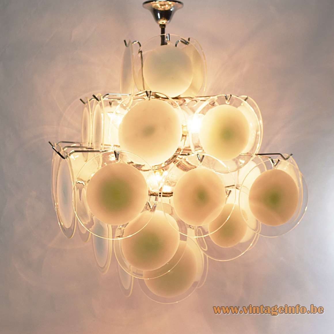 Gino Vistosi Multicoloured Discs Chandelier - Version with only white discs