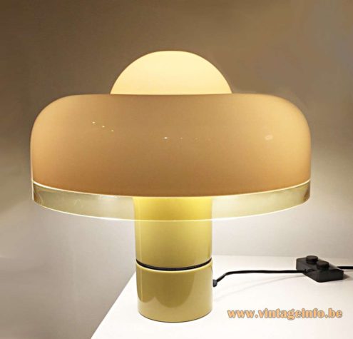 Harvey Guzzini Brumbry Table Lamp, white & clear acrylic, chrome, Design: Luigi Massoni, special version