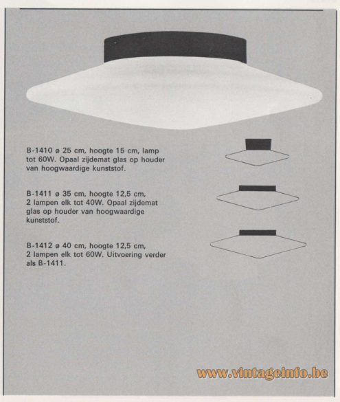 Raak Discus Flush Mount or Wall Lamp - Catalogue 8 - 1968 - Opal frosted glass