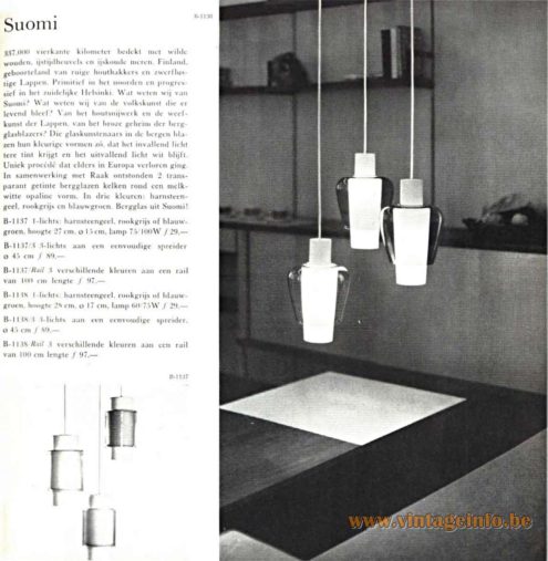 Raak Suomi Pendant Lamps - Catalogue 5 - 1962 - design Tapio Wirkkala