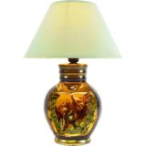 Cermonac Monaco table lamp tourist kitsch souvenir ceramic pot with starfish shellfish 1950s 1960s France