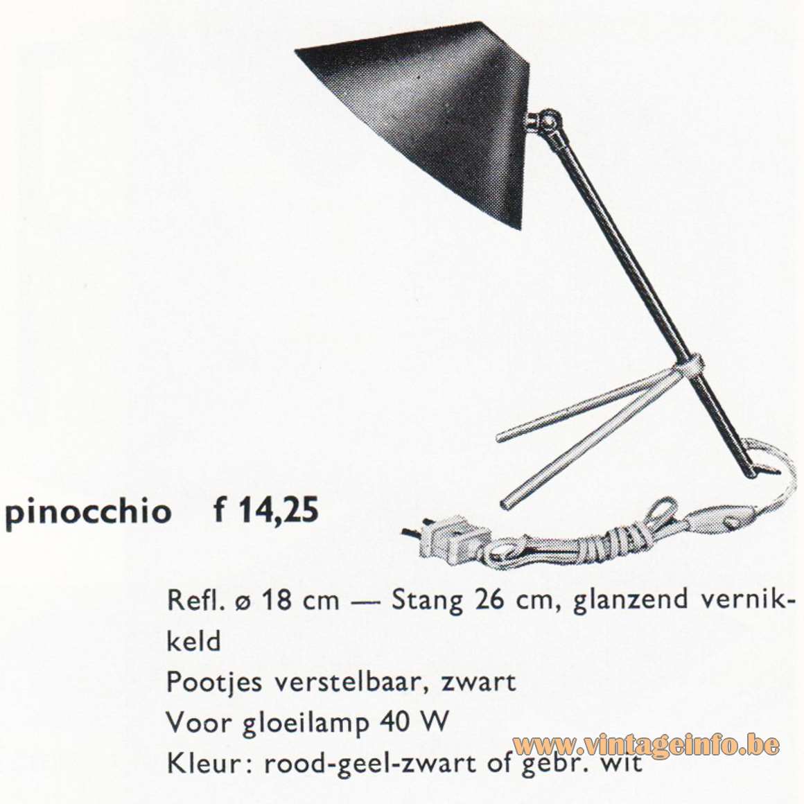 Hala Pinocchio Table Lamps - Catalogue 1967