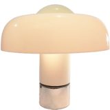 White Harvey Guzzini Brumbry table lamp 1969 design: Luigi Massoni chrome base acrylic Perspex mushroom lampshade