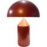 Oluce Atollo table lamp tubular aluminium base conical top mushroom lampshade 1970s Italy awarded design dimmer