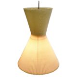 Diabolo pendant lamp beige folded cotton wrapped around steel wire frame 1950s 1960s Yo-Yo E27 socket