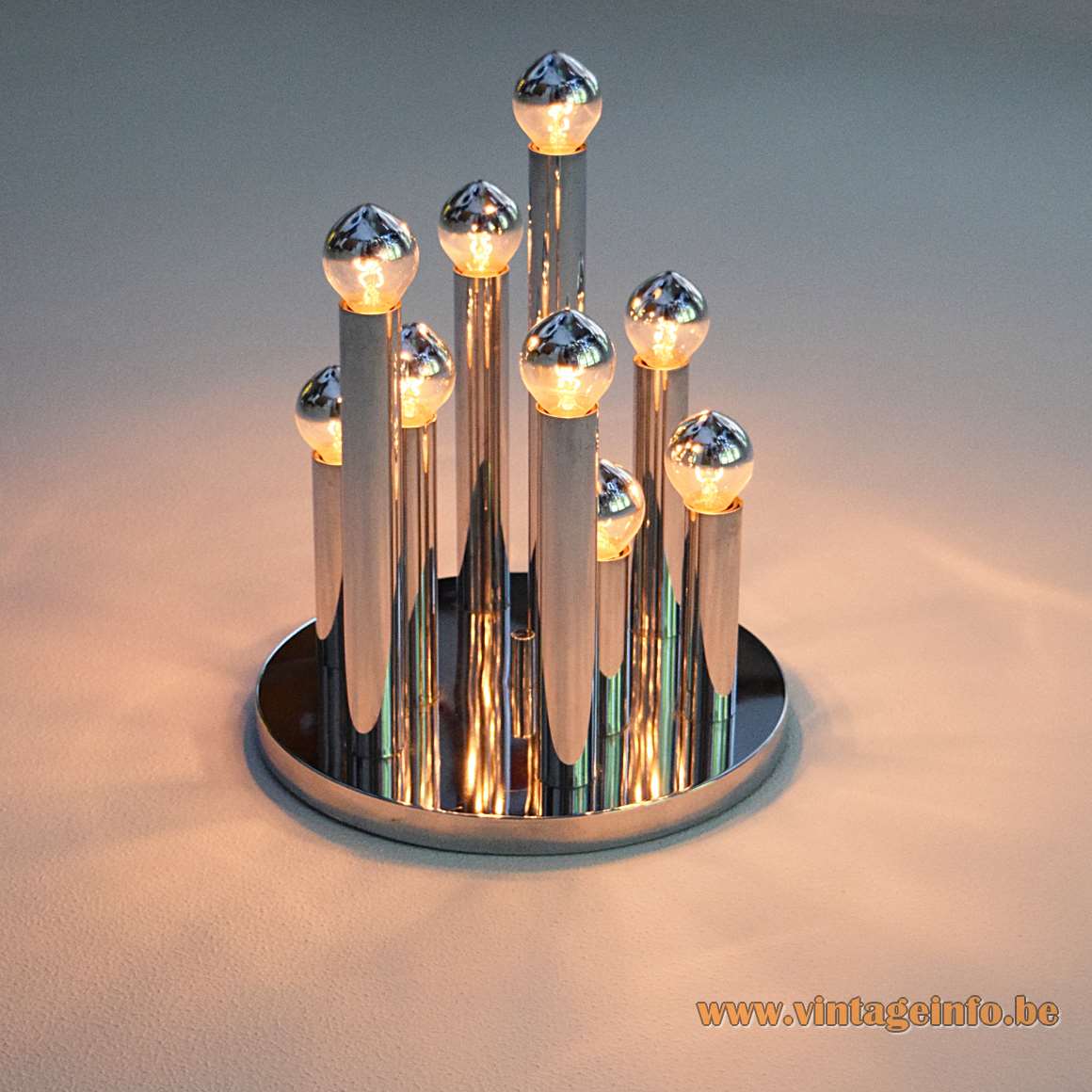 Gaetano Sciolari Boulanger Flush Mount - 9 silver cupped light bulbs