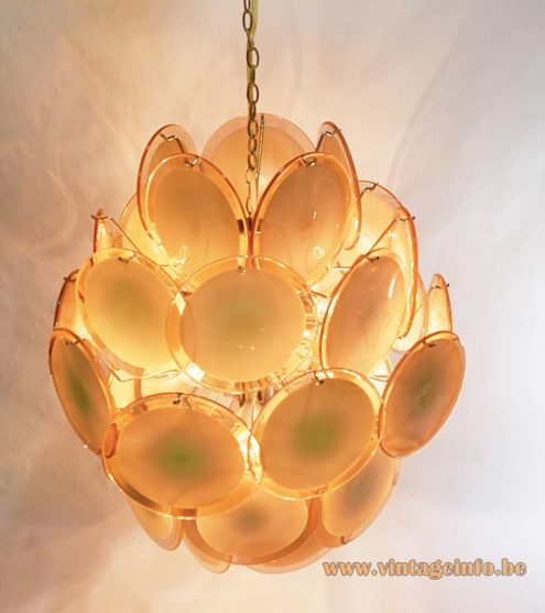 Gino Vistosi Salmon Pink Disc Chandelier 3