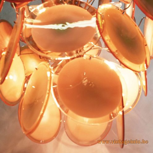 Gino Vistosi Salmon Pink Disc Chandelier 4